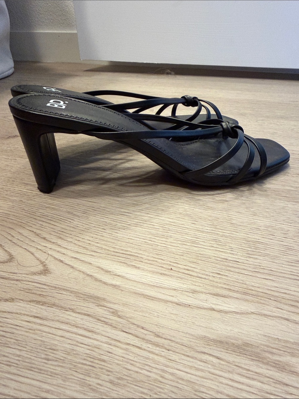 bp Black Knotted Strappy Square-Toe Heeled Mules - Picture 2 of 2
